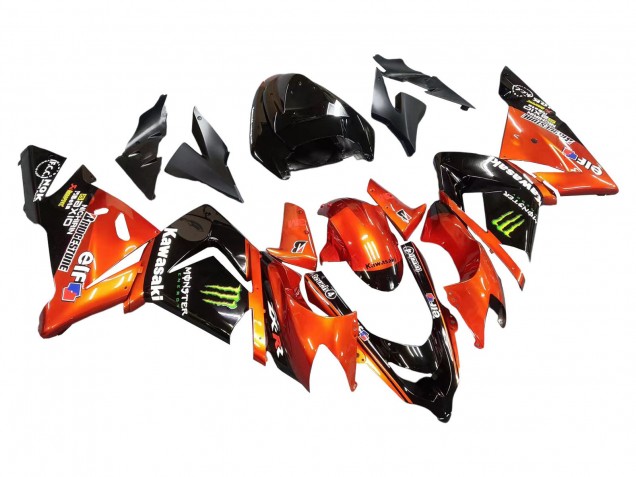 2004-2005 Kawasaki ZX10R Motorcycle Fairings - Burnt Orange Black Monster Elf UK