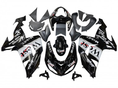 2006-2007 Kawasaki ZX10R Motorcycle Fairings - Glossy Black White West UK