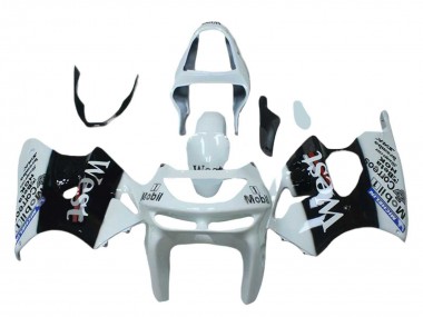 1998-1999 Kawasaki ZX6R Motorcycle Fairings - White Black West Mobil UK