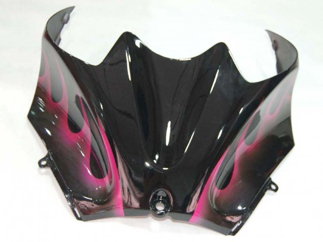 2006-2011 Kawasaki ZX14R ZZR1400 Motorcycle Fairings - Glossy Black Red Pink Flame UK