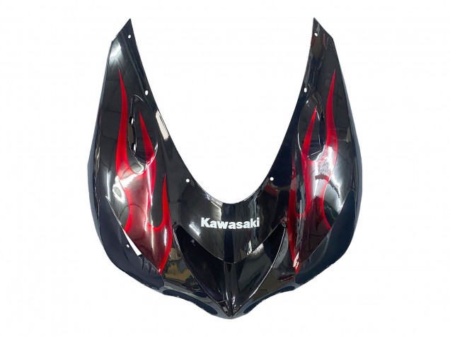2006-2011 Kawasaki ZX14R ZZR1400 Motorcycle Fairing Kits - Glossy Black Red Flame UK