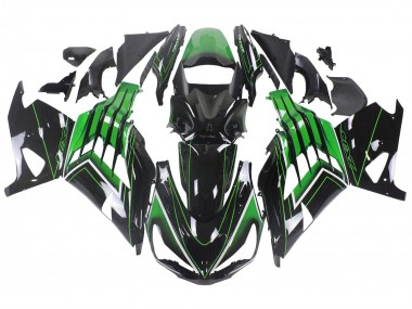 2012-2024 Kawasaki ZX14R ZZR1400 Motorcycle Fairings - Green Glossy Black Stripe UK