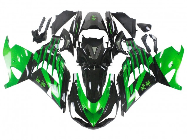 2012-2024 Kawasaki ZX14R ZZR1400 Motorcycle Fairing Kits - Green Glossy Black UK