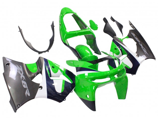 1998-1999 Kawasaki ZX6R Motorcycle Fairings - Green White Dark Blue Silver UK