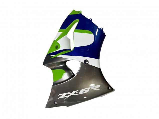 1998-1999 Kawasaki ZX6R Motorcycle Fairings - Green White Blue Silver Glossy Black UK