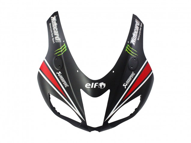 2007-2008 Kawasaki ZX6R Motorcycle Fairings - Black White Red with White Snow Decal Ninja Elf UK