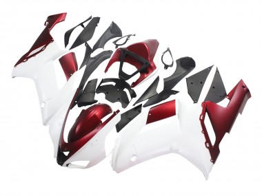 2007-2008 Kawasaki ZX6R Motorcycle Fairing - White Red UK