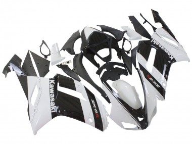 2007-2008 Kawasaki ZX6R Motorcycle Fairing - White Black UK