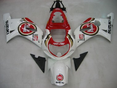 2000-2002 Suzuki GSXR1000 Motorcycle Fairings - White Red Lucky Strike UK
