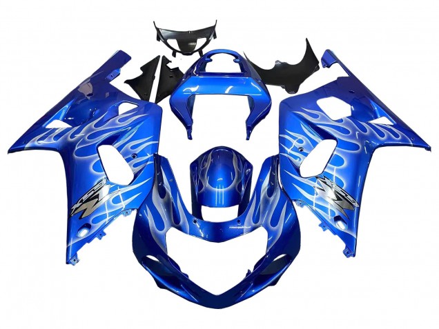 2001-2003 Suzuki GSXR 600 / GSXR 750 Motorcycle Fairings - Blue with White Flame UK