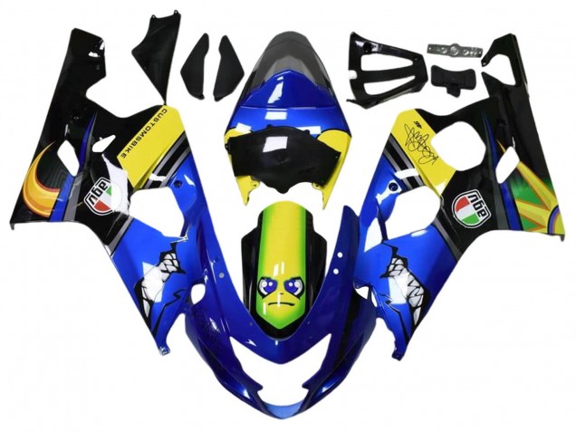 2004-2005 Suzuki GSXR 600 / GSXR 750 Motorcycle Fairings - Blue Yellow Black Shark UK
