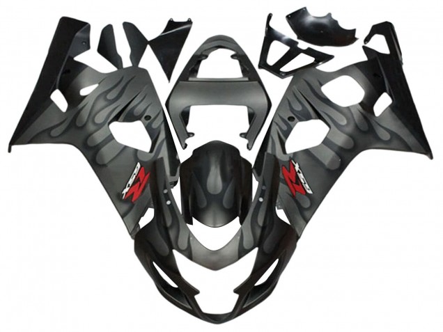 2004-2005 Suzuki GSXR 600 / GSXR 750 Motorcycle Fairings - Grey Black Flame UK