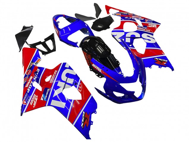 2004-2005 Suzuki GSXR 600 / GSXR 750 Motorcycle Fairings - Blue Red Black Motul Dunlop UK