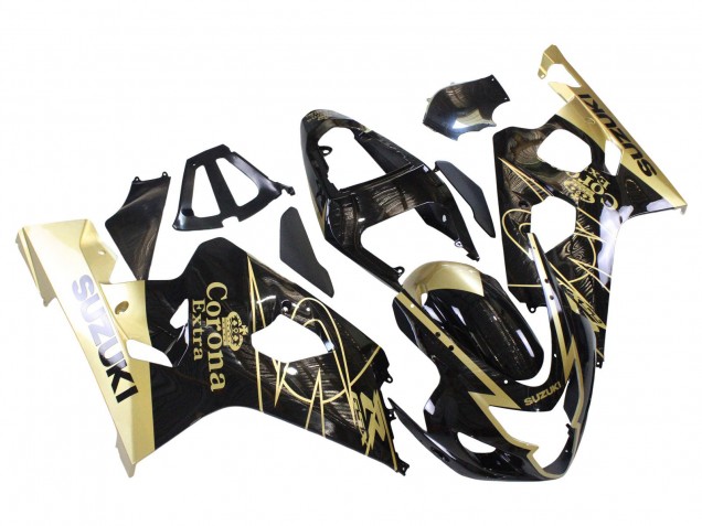 2004-2005 Suzuki GSXR 600 / GSXR 750 Motorcycle Fairings - Glossy Black Gold Corona UK