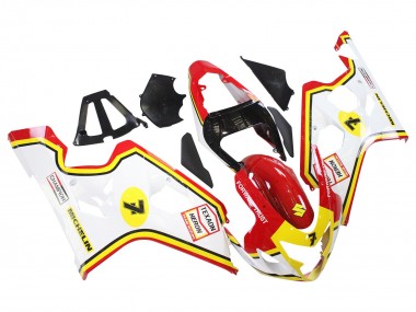2004-2005 Suzuki GSXR 600 / GSXR 750 Motorcycle Fairings - White Red Yellow Michelin Texaon Heron 7 UK