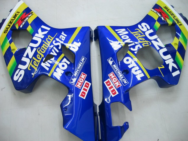 2004-2005 Suzuki GSXR 600 / GSXR 750 Motorcycle Fairings - Blue White Yellow Green Telefonica Motul MoviStar UK