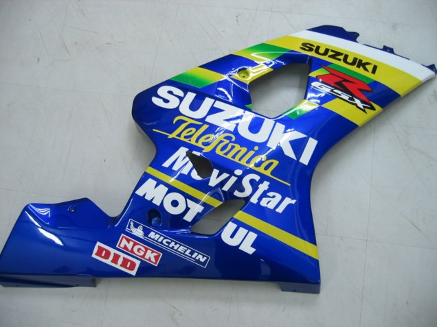 2004-2005 Suzuki GSXR 600 / GSXR 750 Motorcycle Fairings - Blue White Yellow Green Telefonica Motul MoviStar UK
