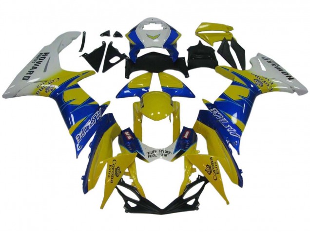 2011-2024 Suzuki GSXR 600 / GSXR 750 Motorcycle Fairings - White Yellow Blue Alstare Corona Extra UK