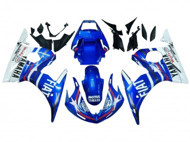 2006-2009 Yamaha YZF R6S Motorcycle Fairings - White Blue Fiat Motul Kastinee UK