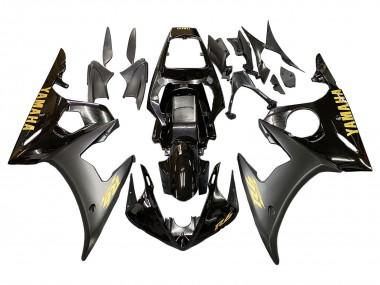 2006-2009 Yamaha YZF R6S Motorcycle Fairings - Glossy Black Matte Black Gold Decals UK