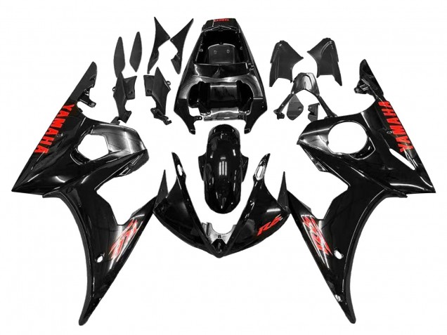 2006-2009 Yamaha YZF R6S Motorcycle Fairings - Glossy Black Red UK