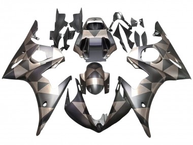 2006-2009 Yamaha YZF R6S Motorcycle Fairings - Grey Matte Black Geometric UK