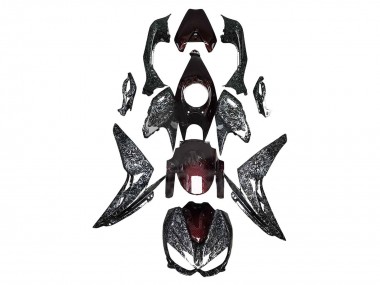 2014-2019 Kawasaki Z1000 Motorcycle Fairings - Black Red Forged Carbon Fiber UK