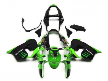 2002-2003 Kawasaki ZX9R Motorcycle Fairings - Green Black Monster UK