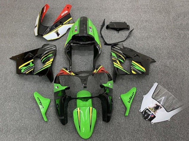 2002-2003 Kawasaki ZX9R Motorcycle Fairings - Green Black Yellow Orange UK