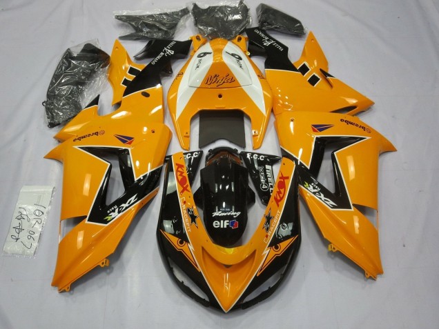 2006-2007 Kawasaki ZX10R Motorcycle Fairings - Orange White Black Racing Elf UK