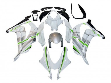 2016-2020 Kawasaki ZX10R Motorcycle Fairings - White Silver Green Stripe UK