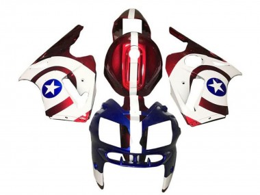 2000-2001 Kawasaki ZX12R Motorcycle Fairings - Candy Red White Blue Captain America UK
