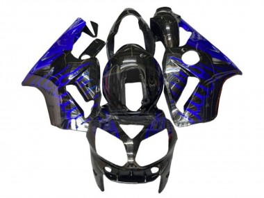 2002-2006 Kawasaki ZX12R Motorcycle Fairings - Glossy Black Blue Flame UK