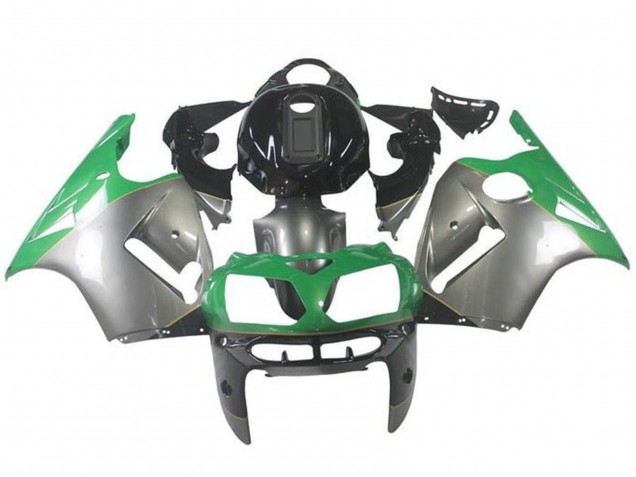 2002-2006 Kawasaki ZX12R Motorcycle Fairings - Silver Green Black UK