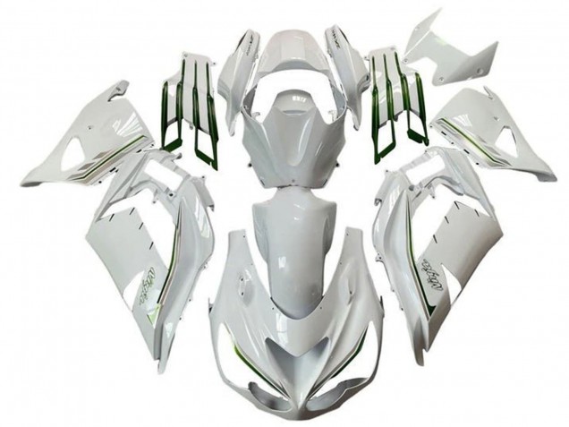 2012-2024 Kawasaki ZX14R ZZR1400 Motorcycle Fairings - White Green Silver Stripe UK
