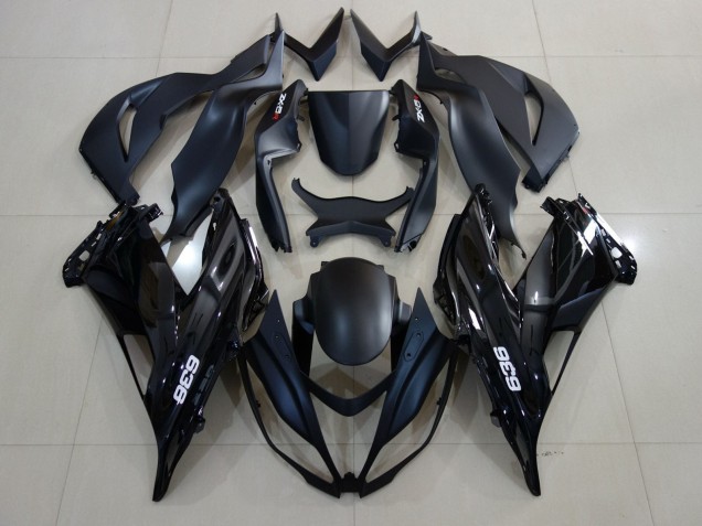 2007-2008 Kawasaki ZX6R Motorcycle Fairings - Matte Black Glossy Black White UK