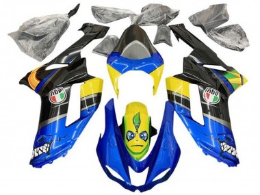 2007-2008 Kawasaki ZX6R Motorcycle Fairings - Blue Black Yellow Shark UK