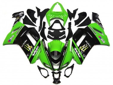 2007-2008 Kawasaki ZX6R Motorcycle Fairings - Green Black Monster Elf UK
