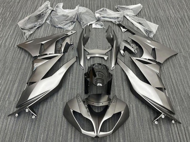 2009-2012 Kawasaki ZX6R Motorcycle Fairings - Matte Silver Black UK