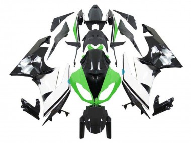 2009-2012 Kawasaki ZX6R Motorcycle Fairings - Green White Glossy Black UK