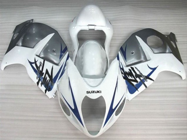 1996-2007 Suzuki GSXR 1300 Hayabusa Motorcycle Fairings - White Silver Blue UK