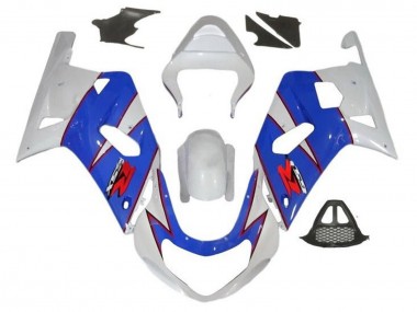 2000-2002 Suzuki GSXR1000 Motorcycle Fairings - White Blue Red Pinstripe UK