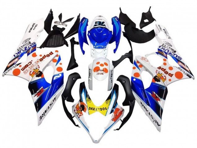 2005-2006 Suzuki GSXR 1000 Motorcycle Fairings - White Blue Orange Yellow Dark Dog UK