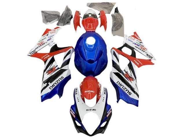 2005-2006 Suzuki GSXR 1000 Motorcycle Fairings - White Red Blue Black Stripe UK