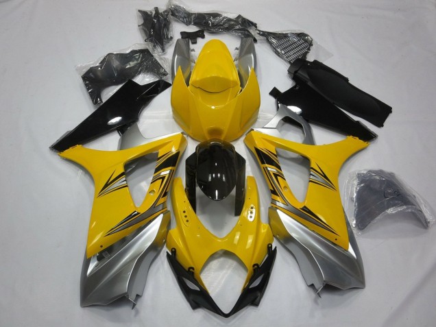 2007-2008 Suzuki GSXR 1000 Motorcycle Fairings - Yellow Silver Black UK