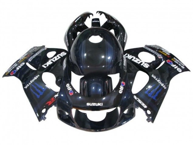 1996-2000 Suzuki GSXR 600 / GSXR 750 Motorcycle Fairings - Black Dark Blue Monster UK