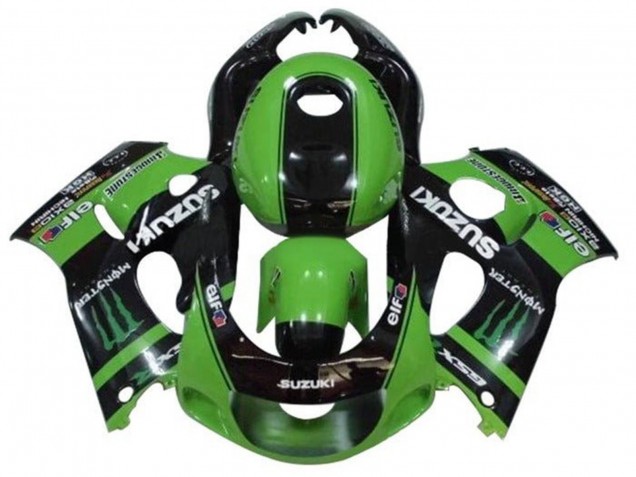 1996-2000 Suzuki GSXR 600 / GSXR 750 Motorcycle Fairings - Green Black Monster UK