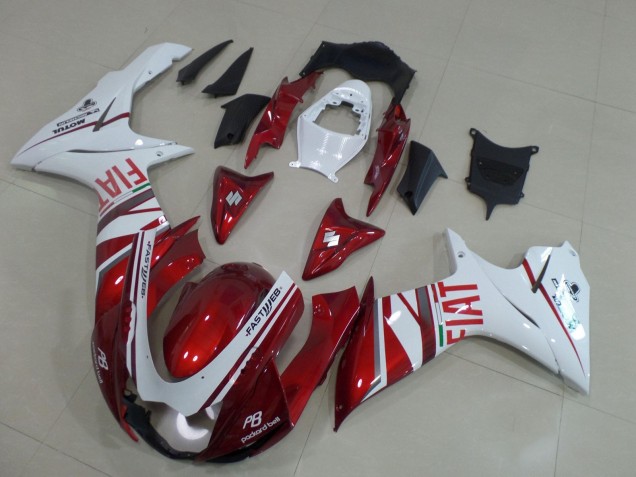 2011-2024 Suzuki GSXR 600 / GSXR 750 Motorcycle Fairings - Candy Red White Fiat UK