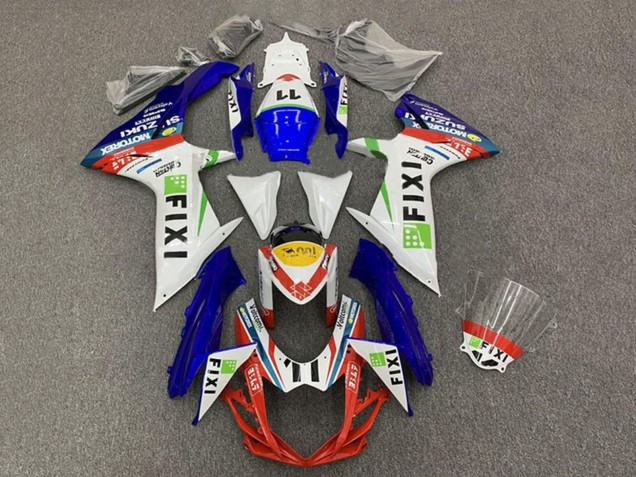2011-2024 Suzuki GSXR 600 / GSXR 750 Motorcycle Fairings - White Blue Yellow Red Green Fixi 11 UK