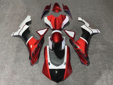 2015-2019 Yamaha YZF 1000 R1 Motorcycle Fairings - White Red Faux Carbon Fiber UK
